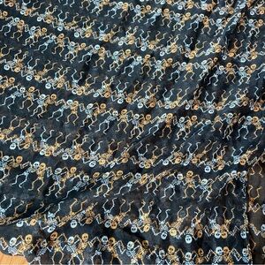 Scarf w Skeletons Infinity Circle Loop Scarf Black Orange Lightweight Halloween